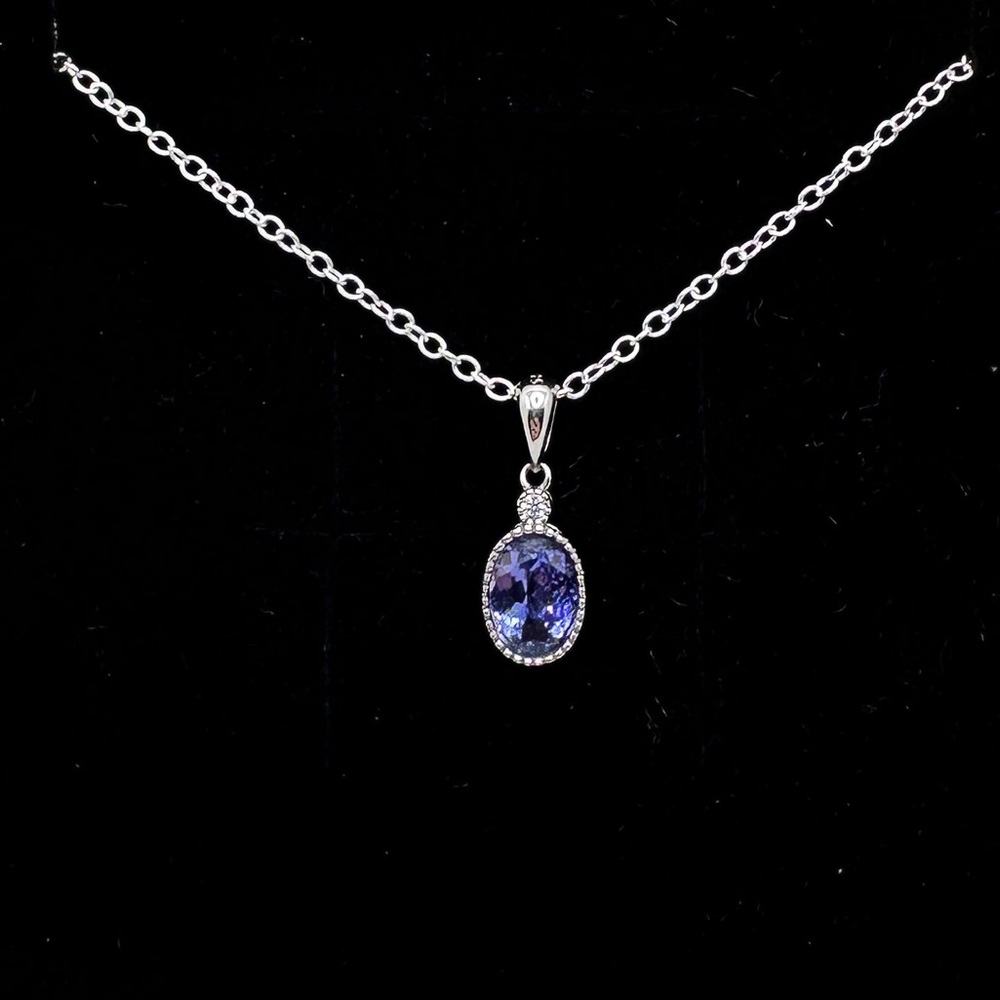 Tanzanite solitaire set in solid sterling silver